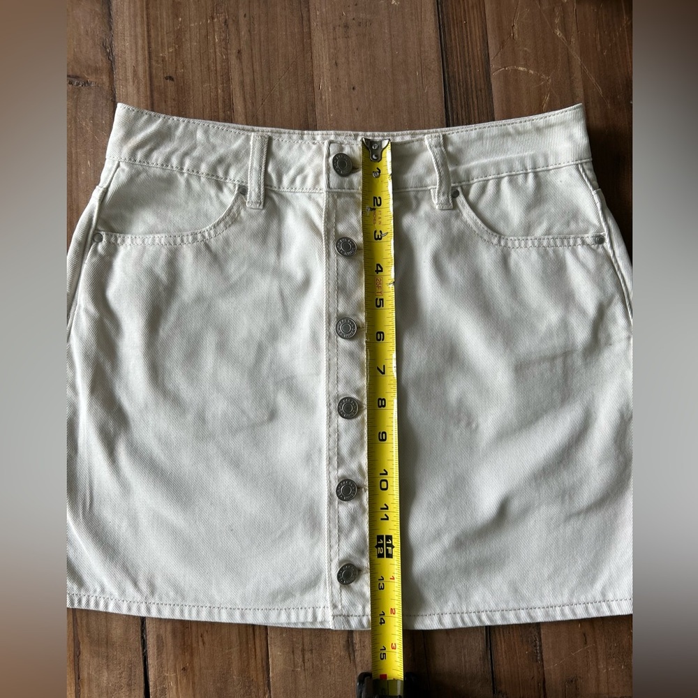 PacSun Cream Button fly Denim Mini Skirt size 25